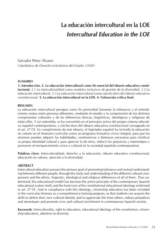 La educación intercultural en la LOE