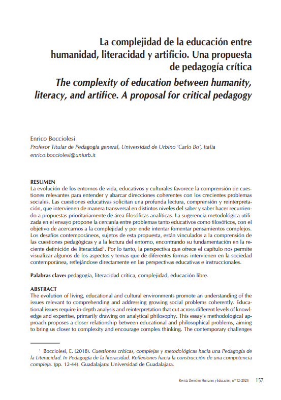 La complejidad de la educación entre humanidad, literacidad y artificio