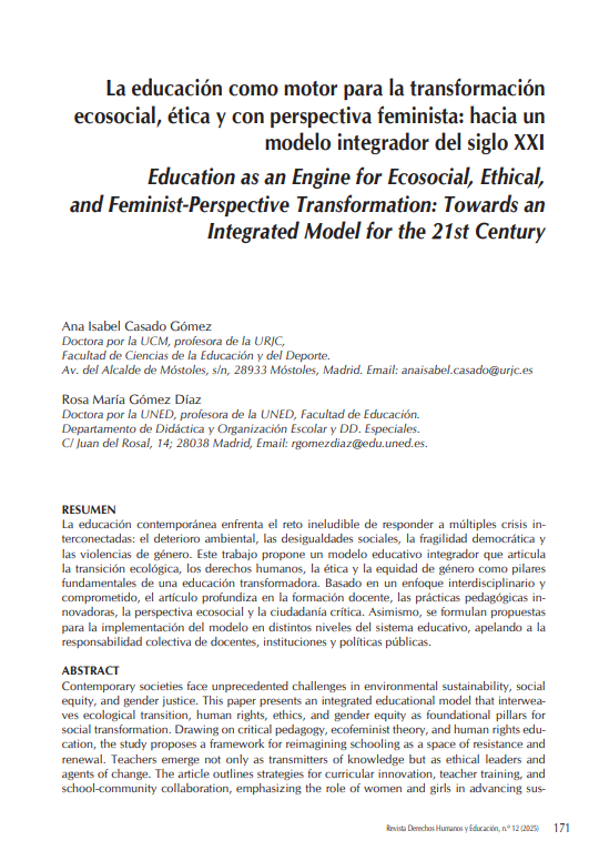 La educación como motor para la transformación ecosocial, ética y con perspectiva feminista